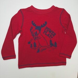 NWT Joe Fresh Toddler Boy Moose Hockey Graphic Long Sleeve Thermal